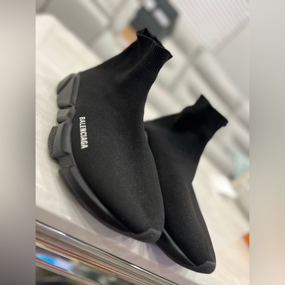 Balenciaga MEN'S SPEED RECYCLED KNIT SNEAKER IN BLACK
